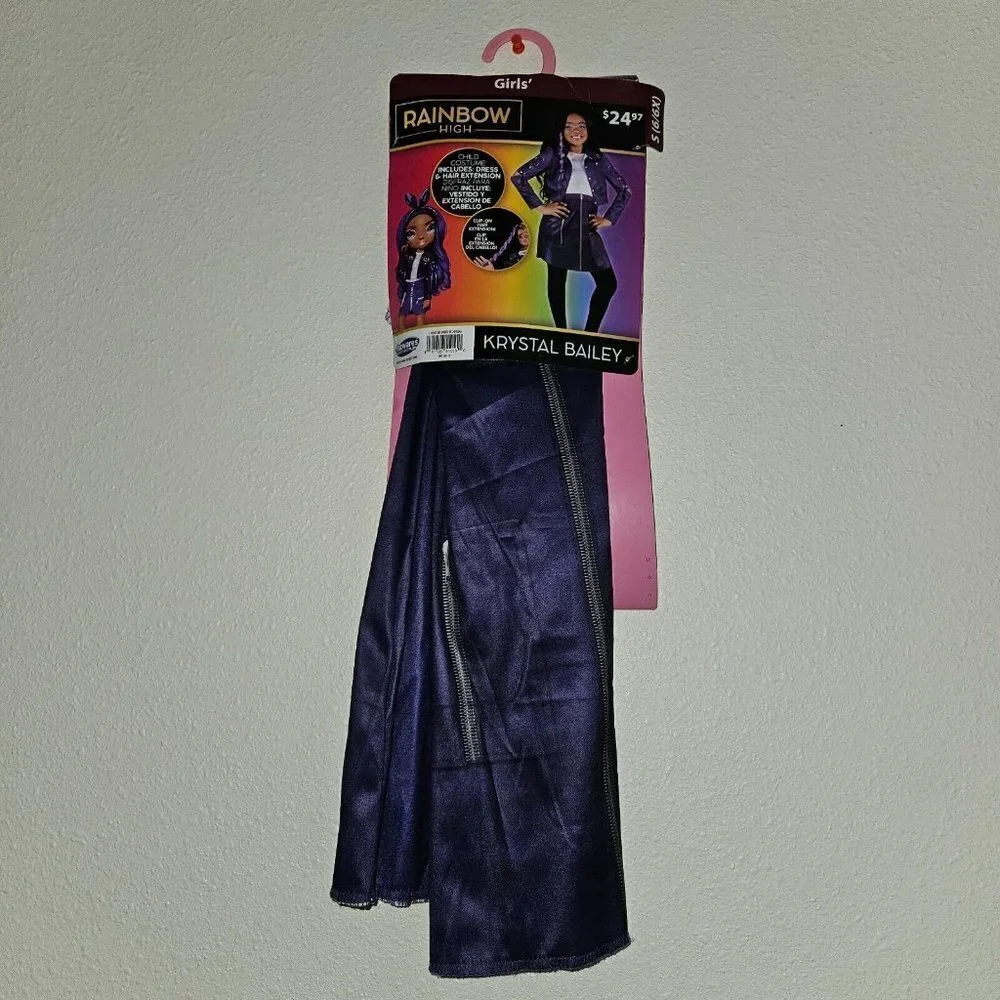NWT Rainbow High Krystal Bailey Halloween Costume Girls S 6/6X Dress Hair Extens